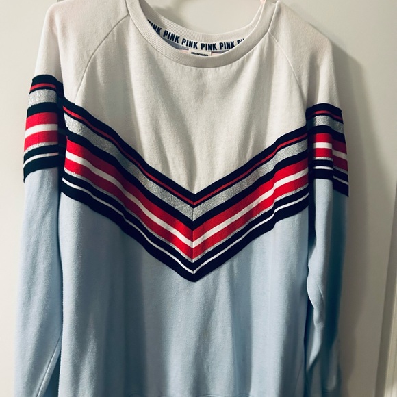 PINK Victoria's Secret women's  Chevron Sweater - White, Red, Blue - Picture 2 of 5